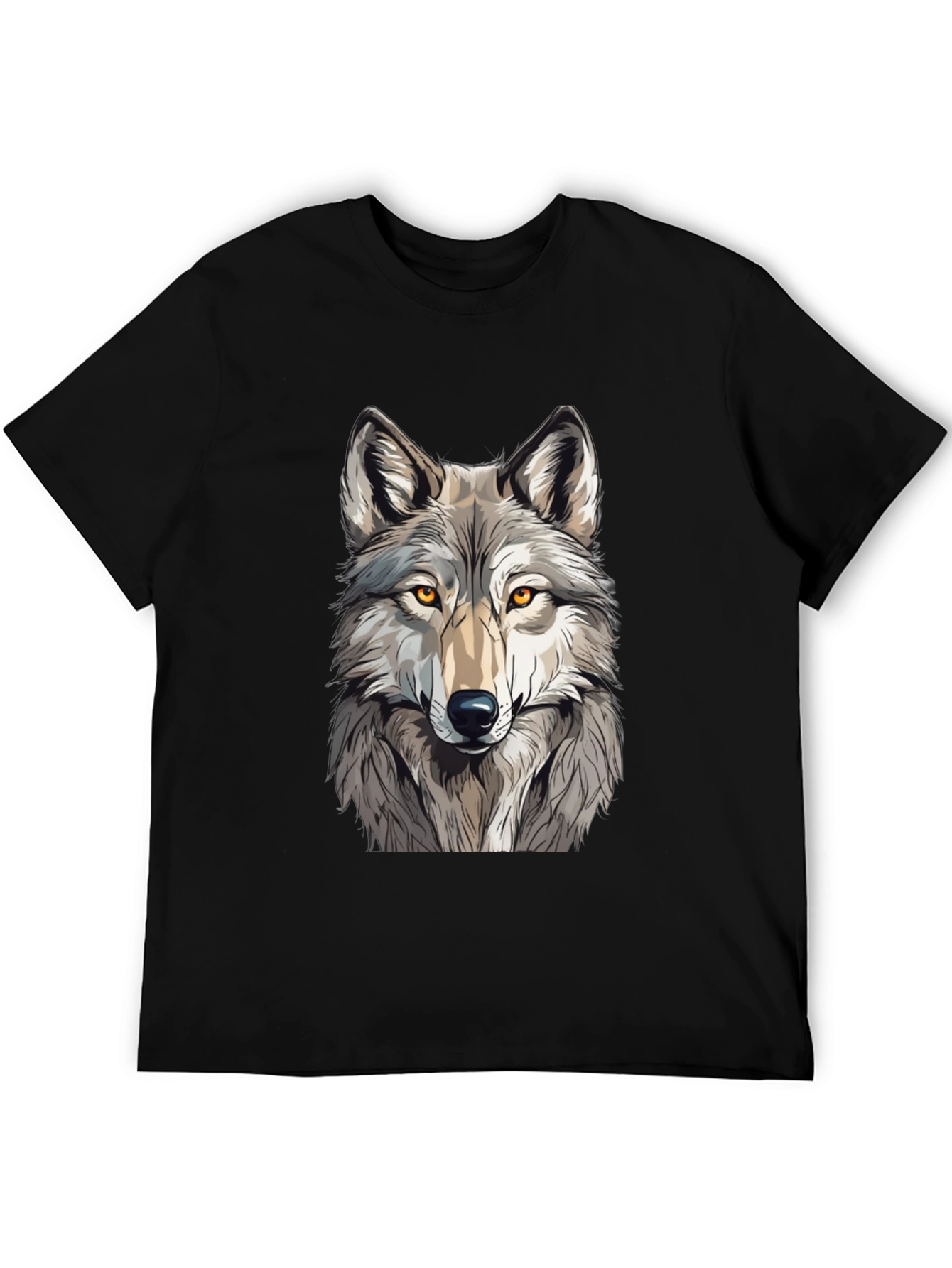 Wolf Graphic Print Black T-Shirt - Mens Fashion