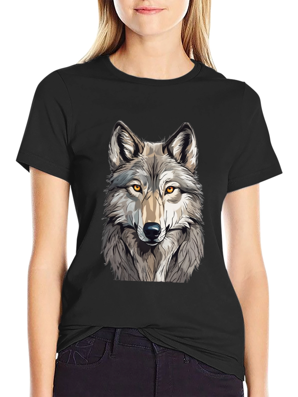 Wolf Graphic Print Black T-Shirt - Mens Fashion