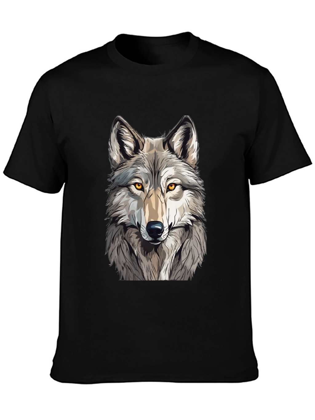 Wolf Graphic Print Black T-Shirt - Mens Fashion