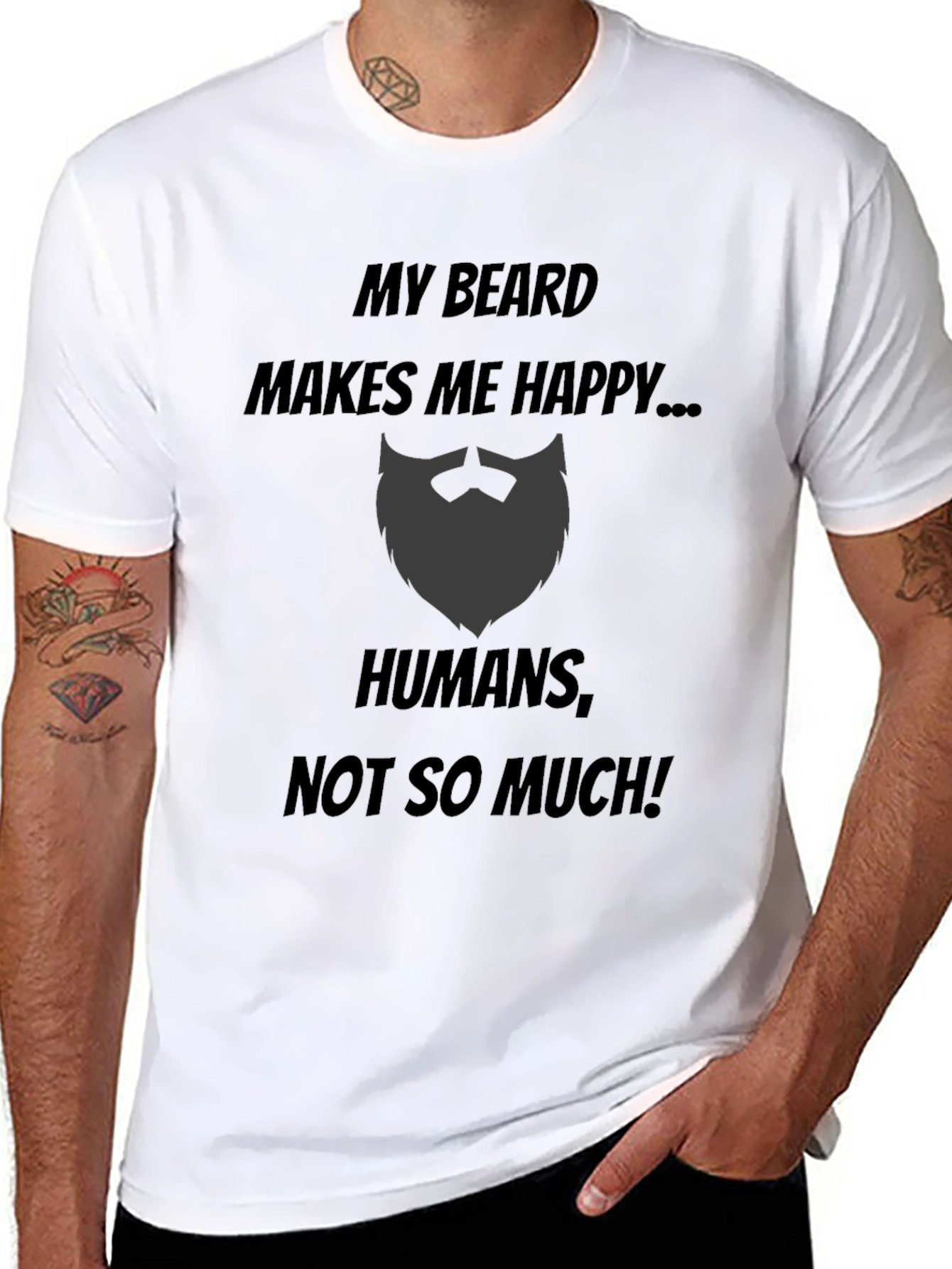 My Beard Makes Me Happy Black T-Shirt