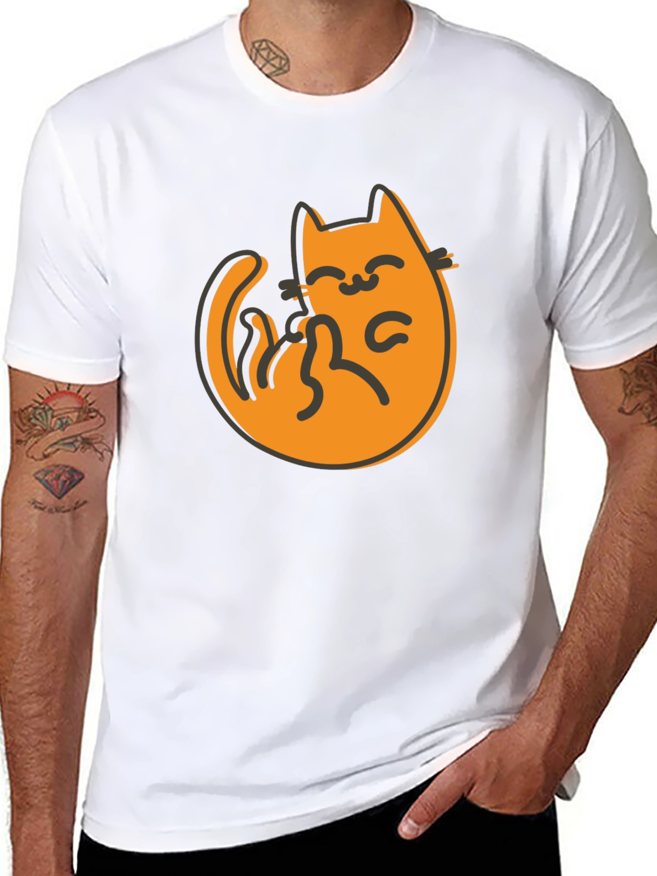 Cute Cat Graphic Tee - Black T-Shirt