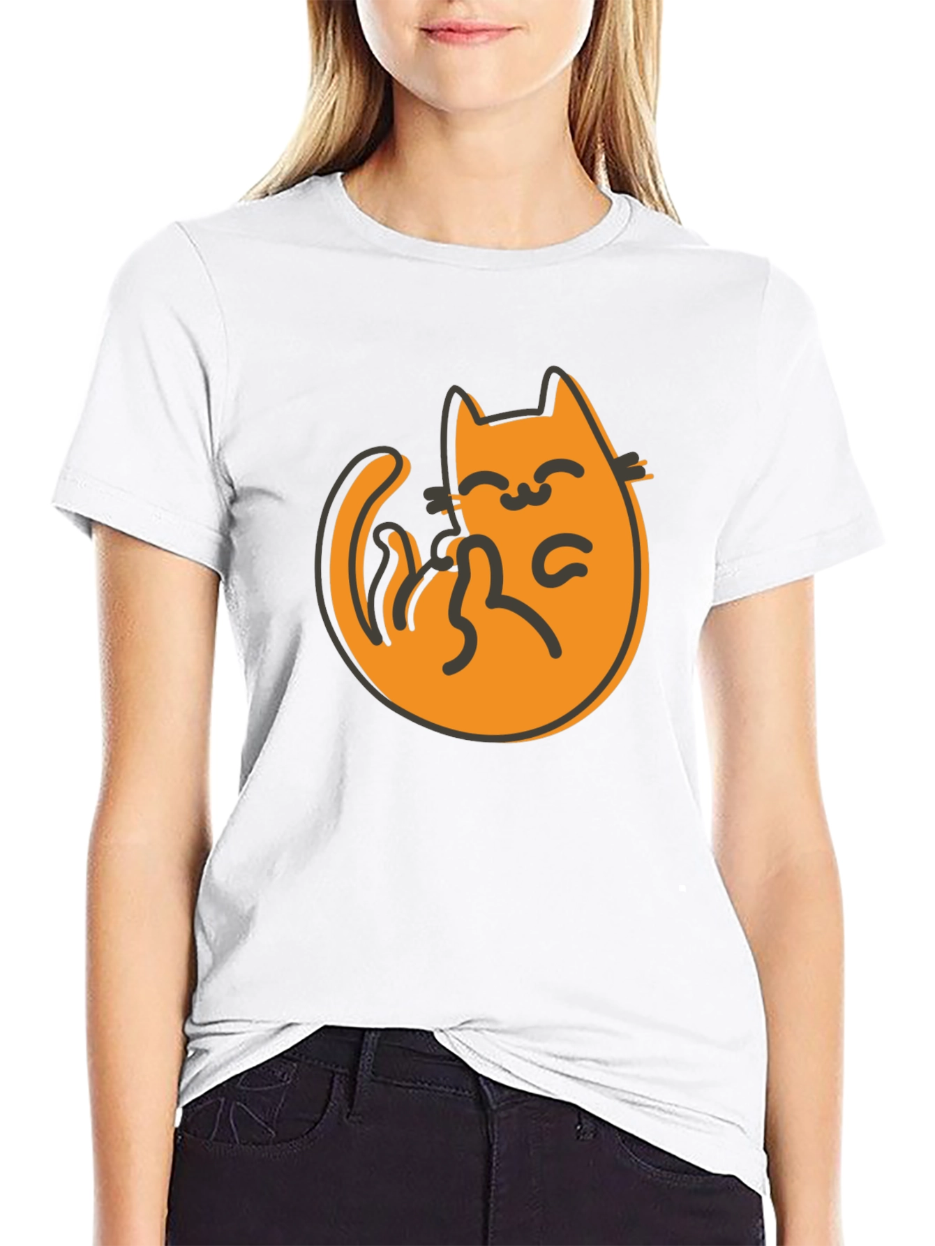Cute Cat Graphic Tee - Black T-Shirt