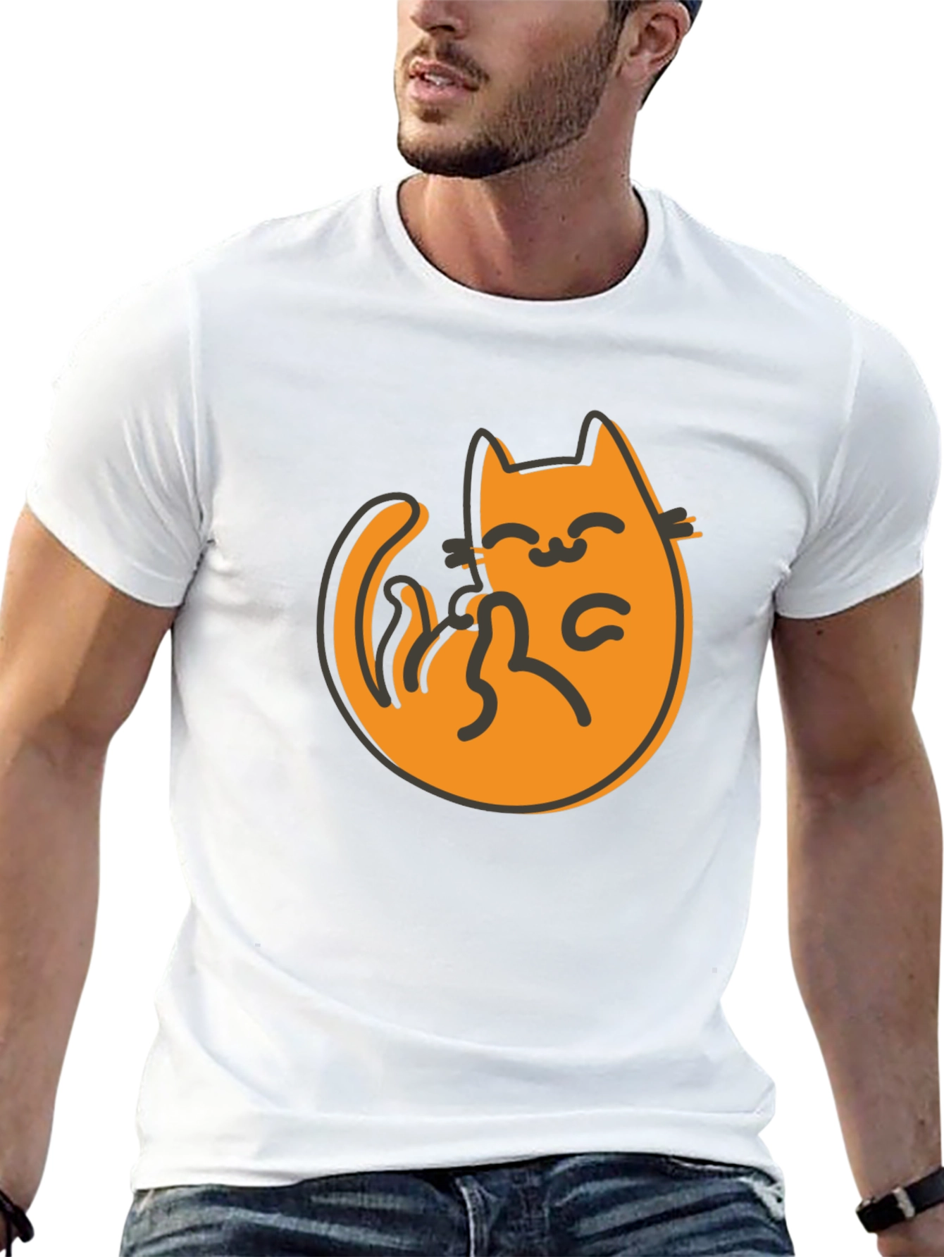 Cute Cat Graphic Tee - Black T-Shirt