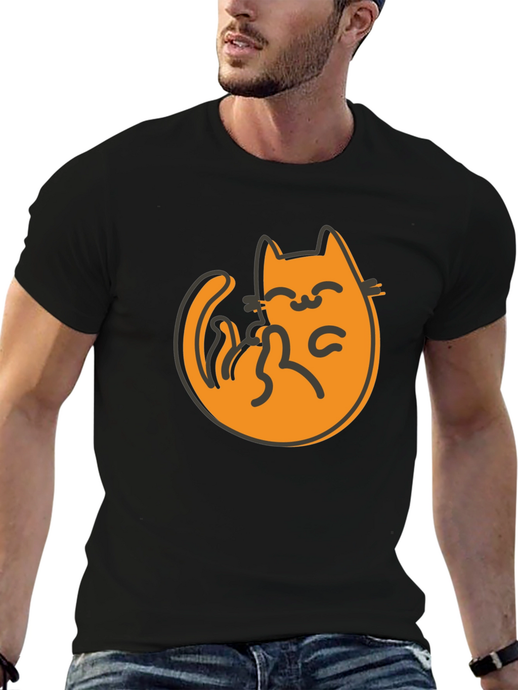 Cute Cat Graphic Tee - Black T-Shirt