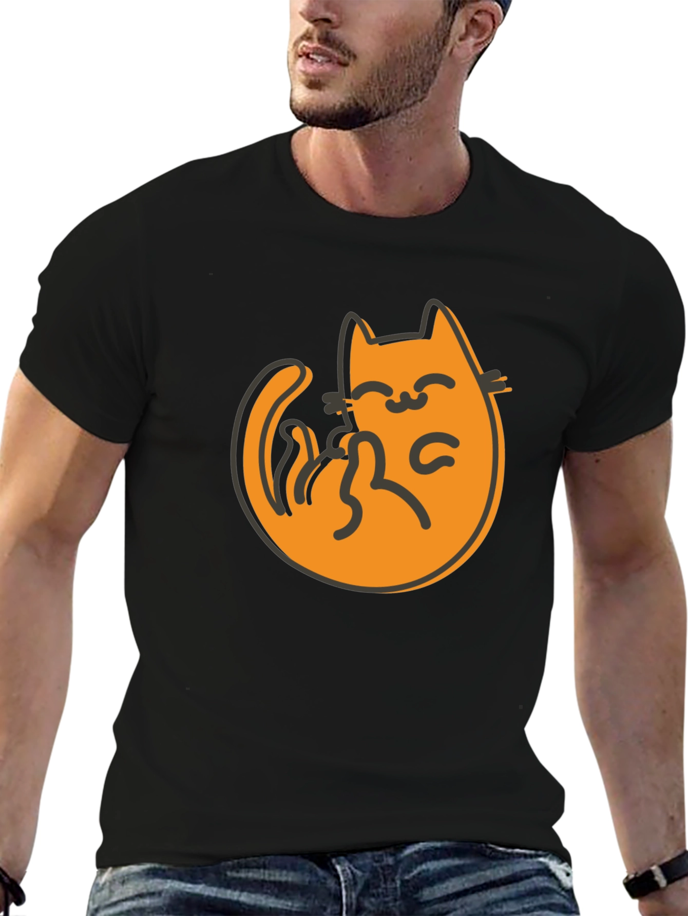 Cute Cat Graphic Tee - Black T-Shirt