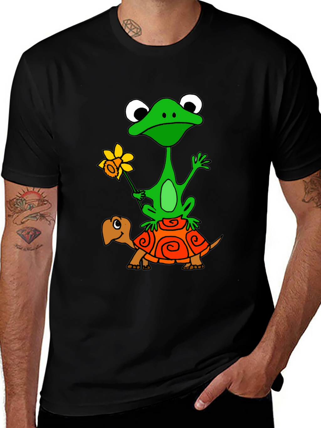 Frog and Turtle Graphic T-Shirt