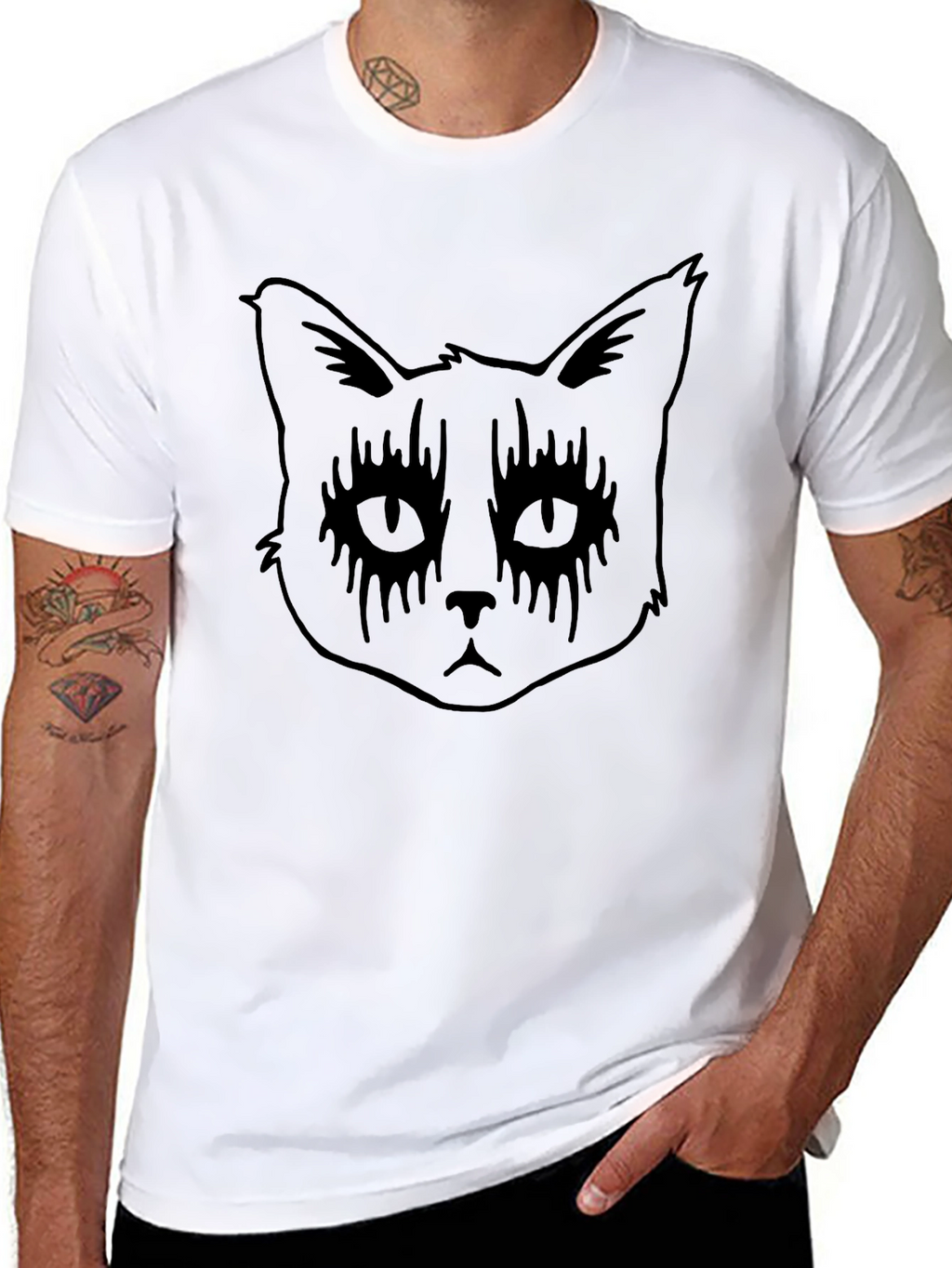 Goth Cat T-Shirt - Black Cat Graphic Tee