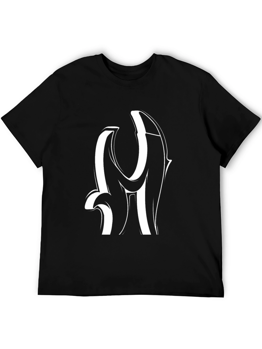 Modern Black T-Shirt with White Letter Design