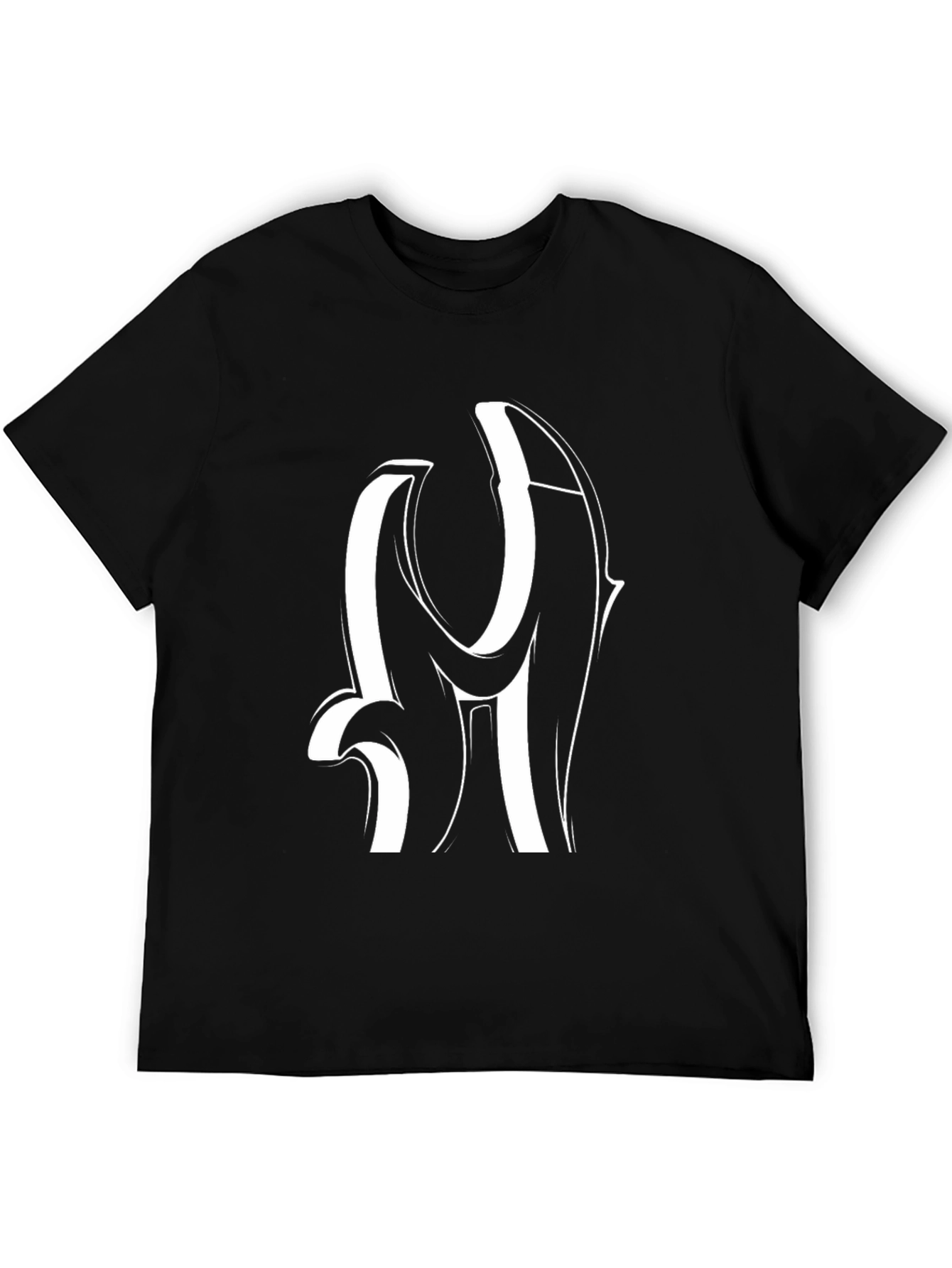 Modern Black T-Shirt with White Letter Design