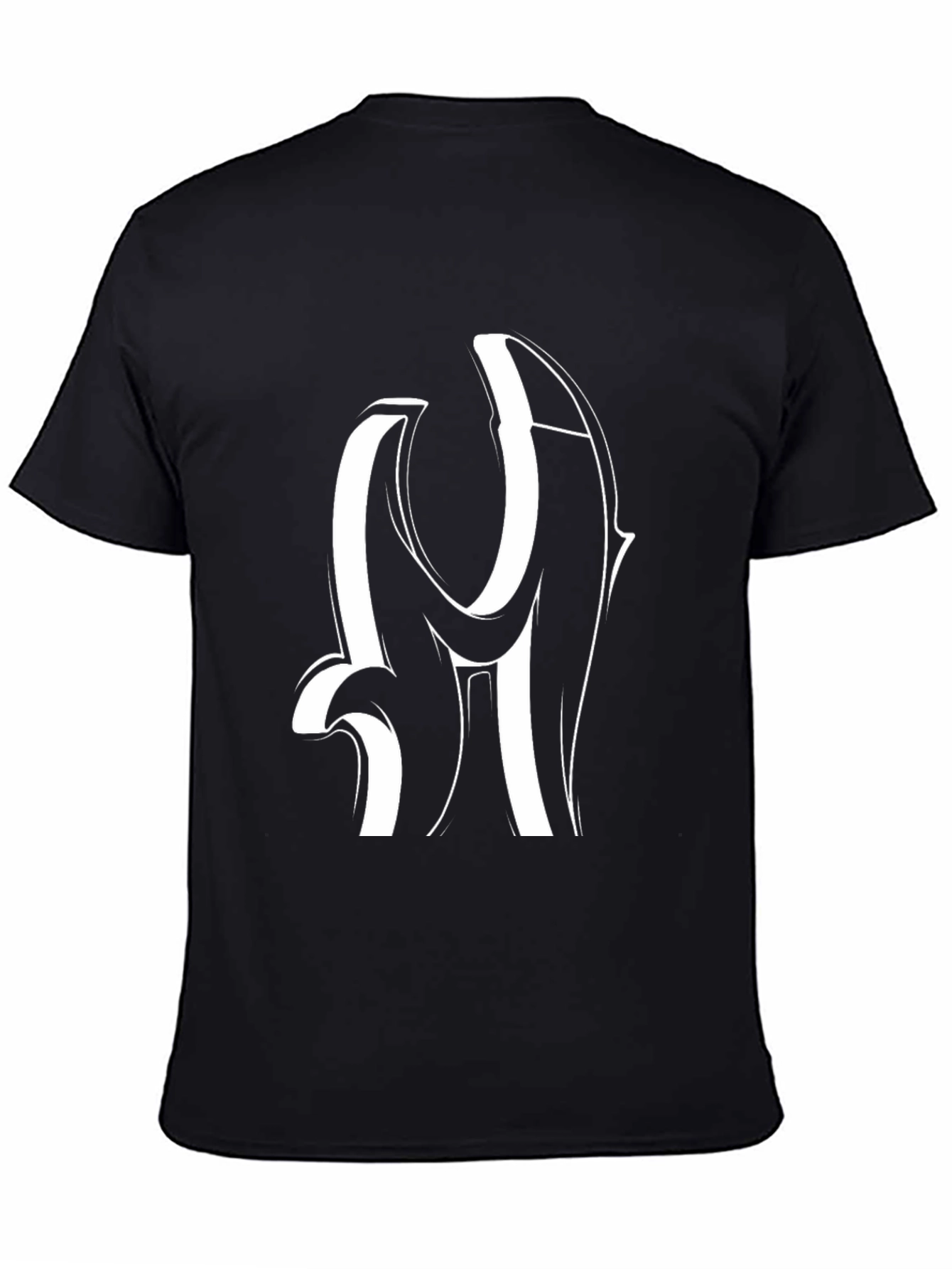 Modern Black T-Shirt with White Letter Design