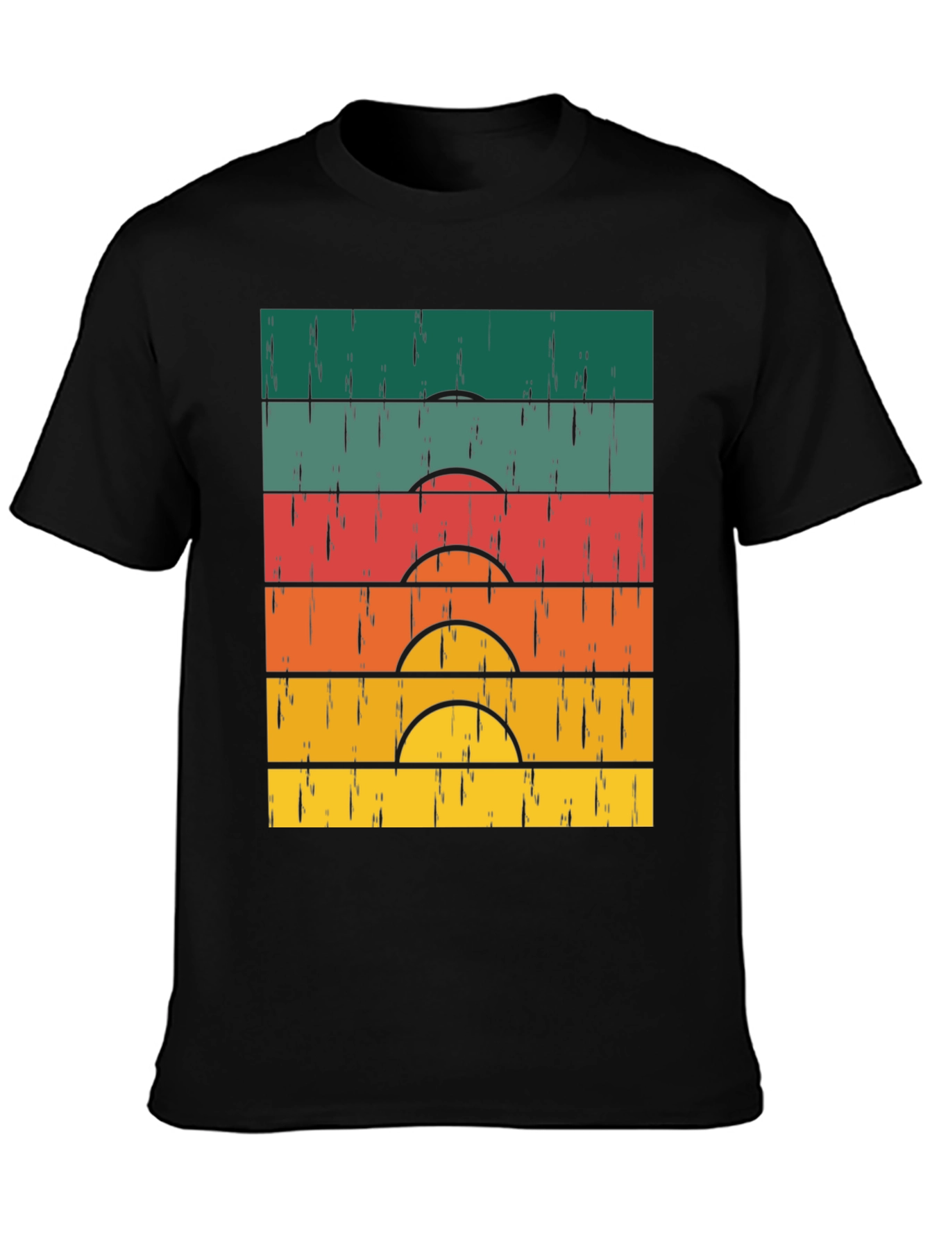 Retro Sunset Graphic Tee - Vintage Style Black T-Shirt