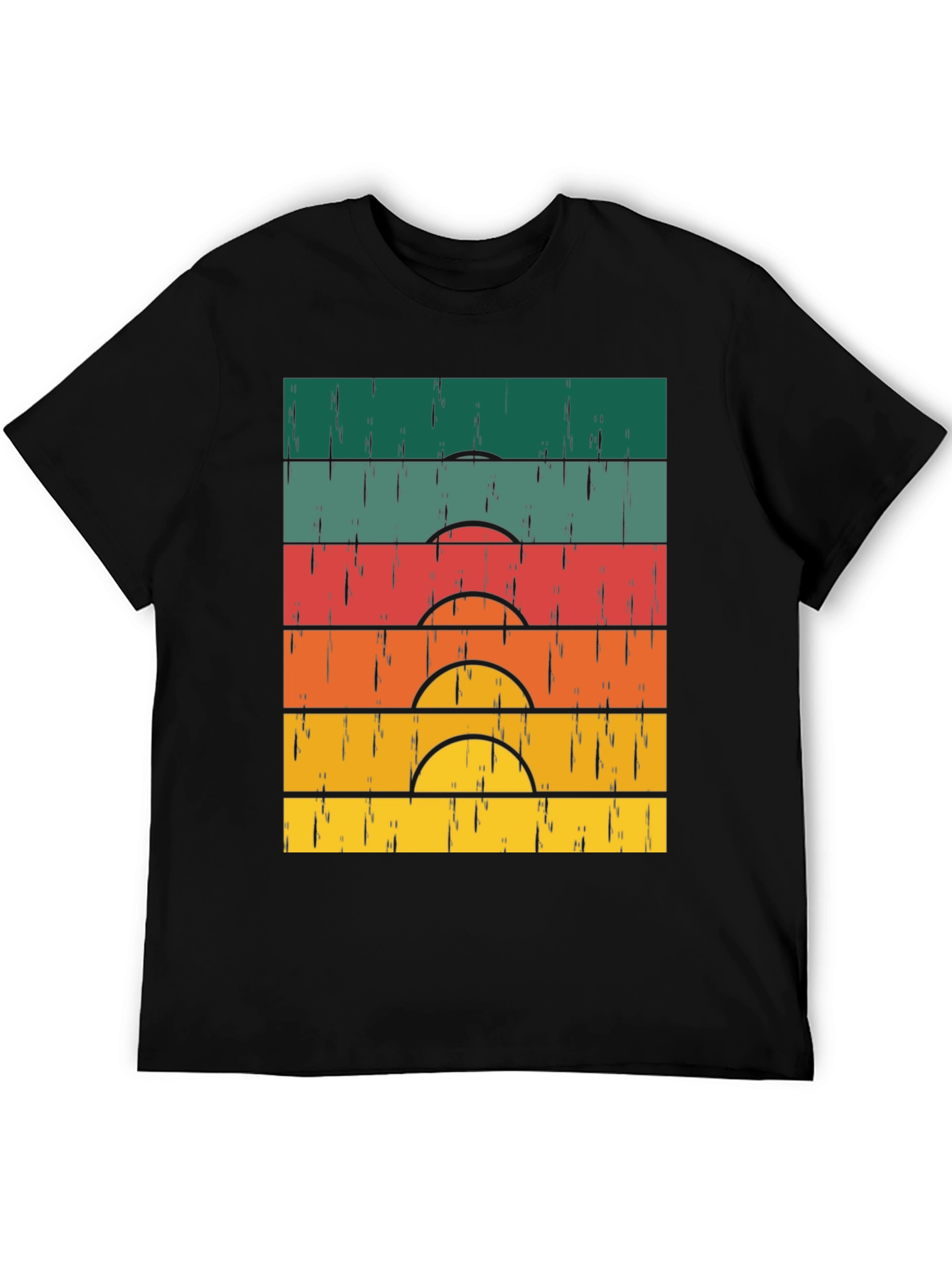 Retro Sunset Graphic Tee - Vintage Style Black T-Shirt