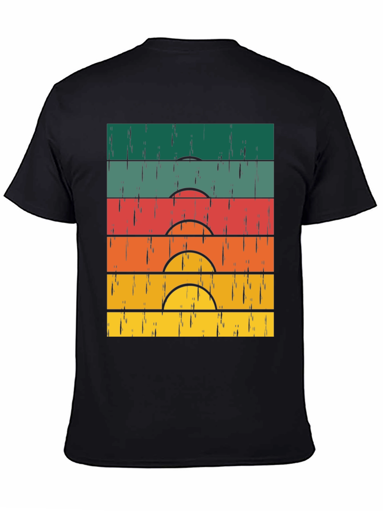 Retro Sunset Graphic Tee - Vintage Style Black T-Shirt