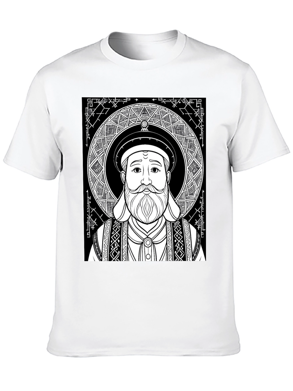 Black Graphic Tee - Intricate Portrait Design