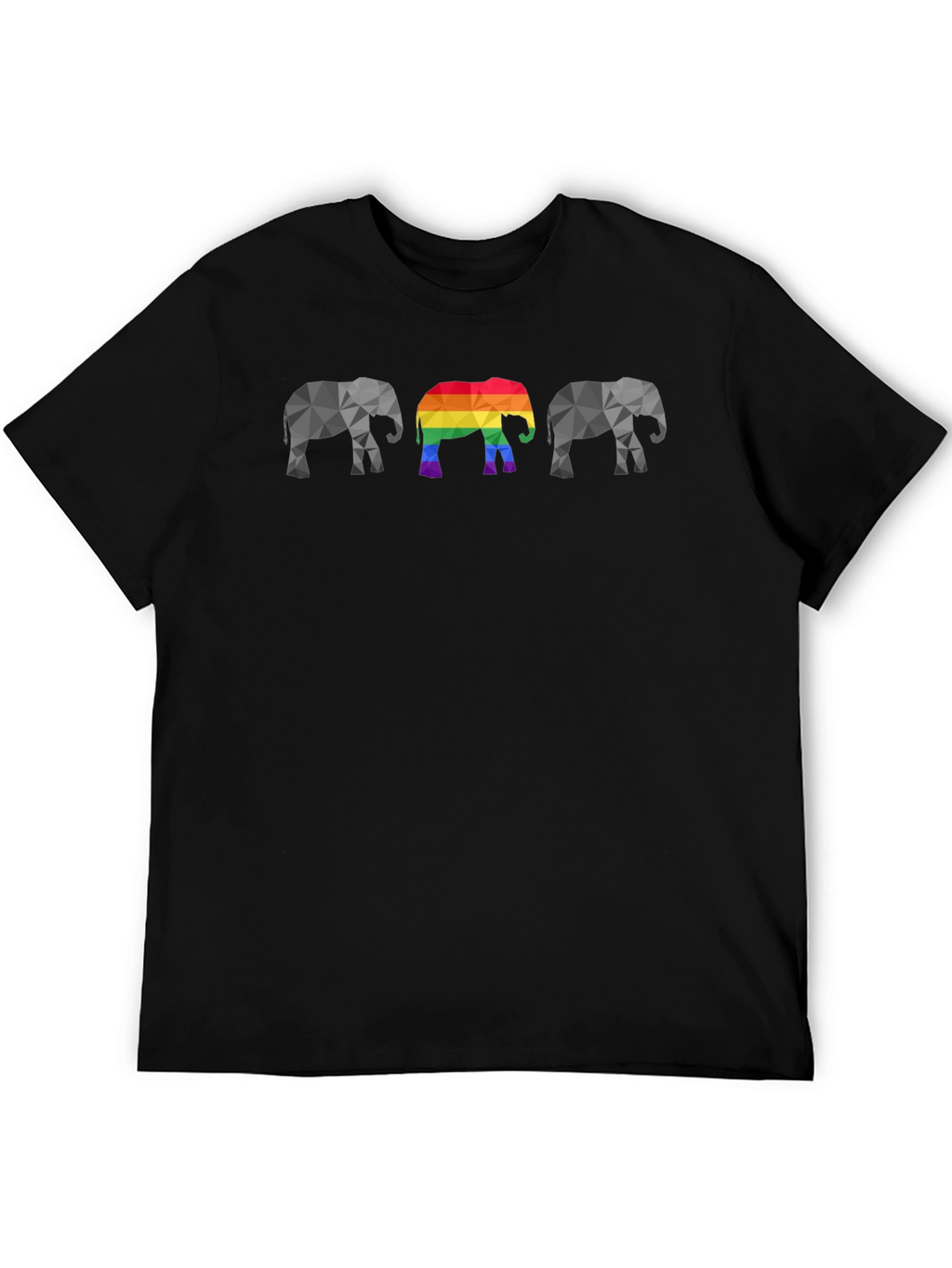 Geometric Elephant Pride T-Shirt - Black Cotton Tee