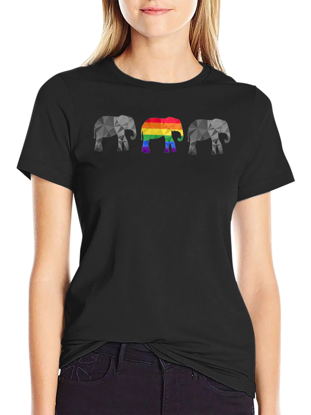 Geometric Elephant Pride T-Shirt - Black Cotton Tee