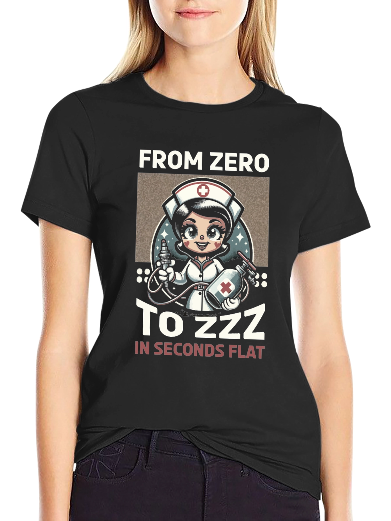 Funny Nurse T-Shirt: From Zero to Zzz in Seconds Flat