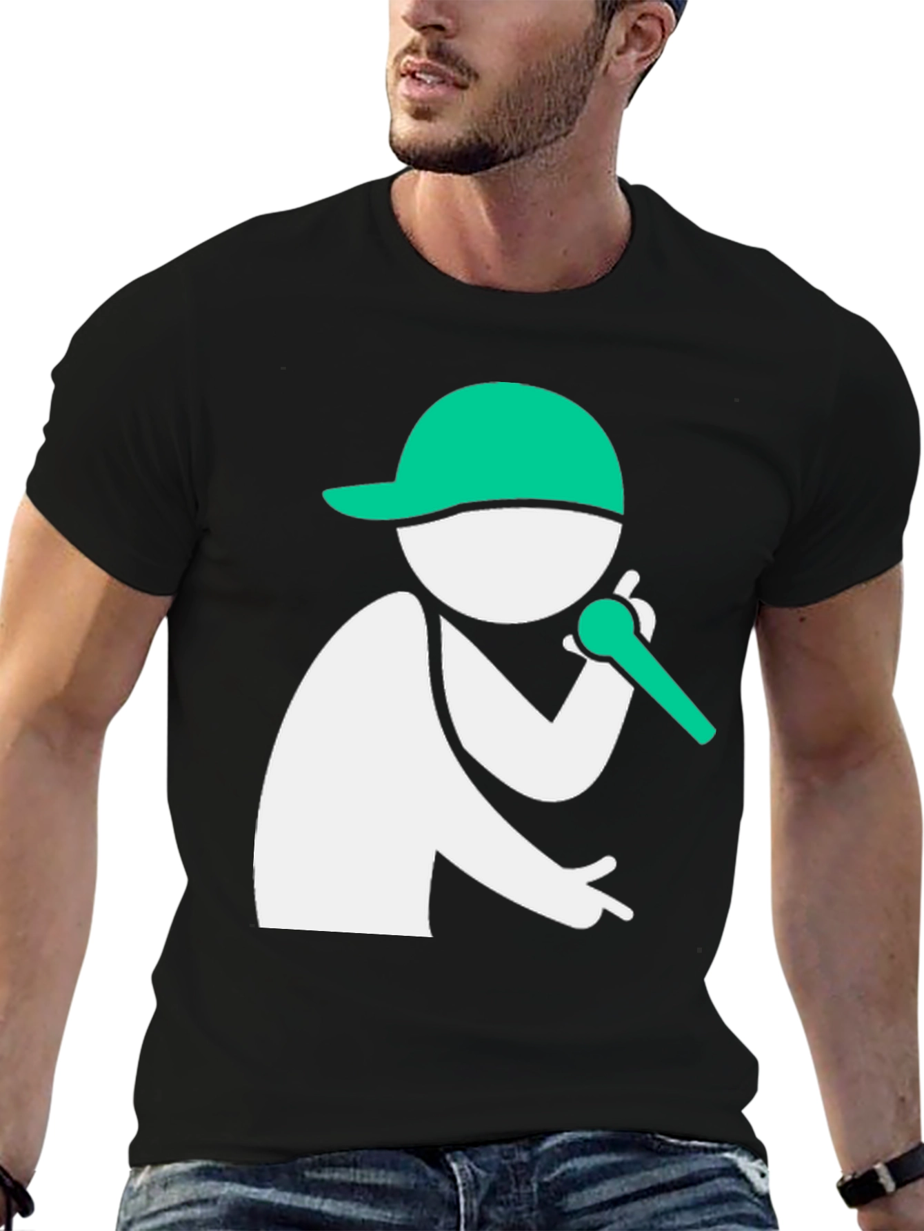 Cool Graphic Tee - Rapper Stick Figure Design