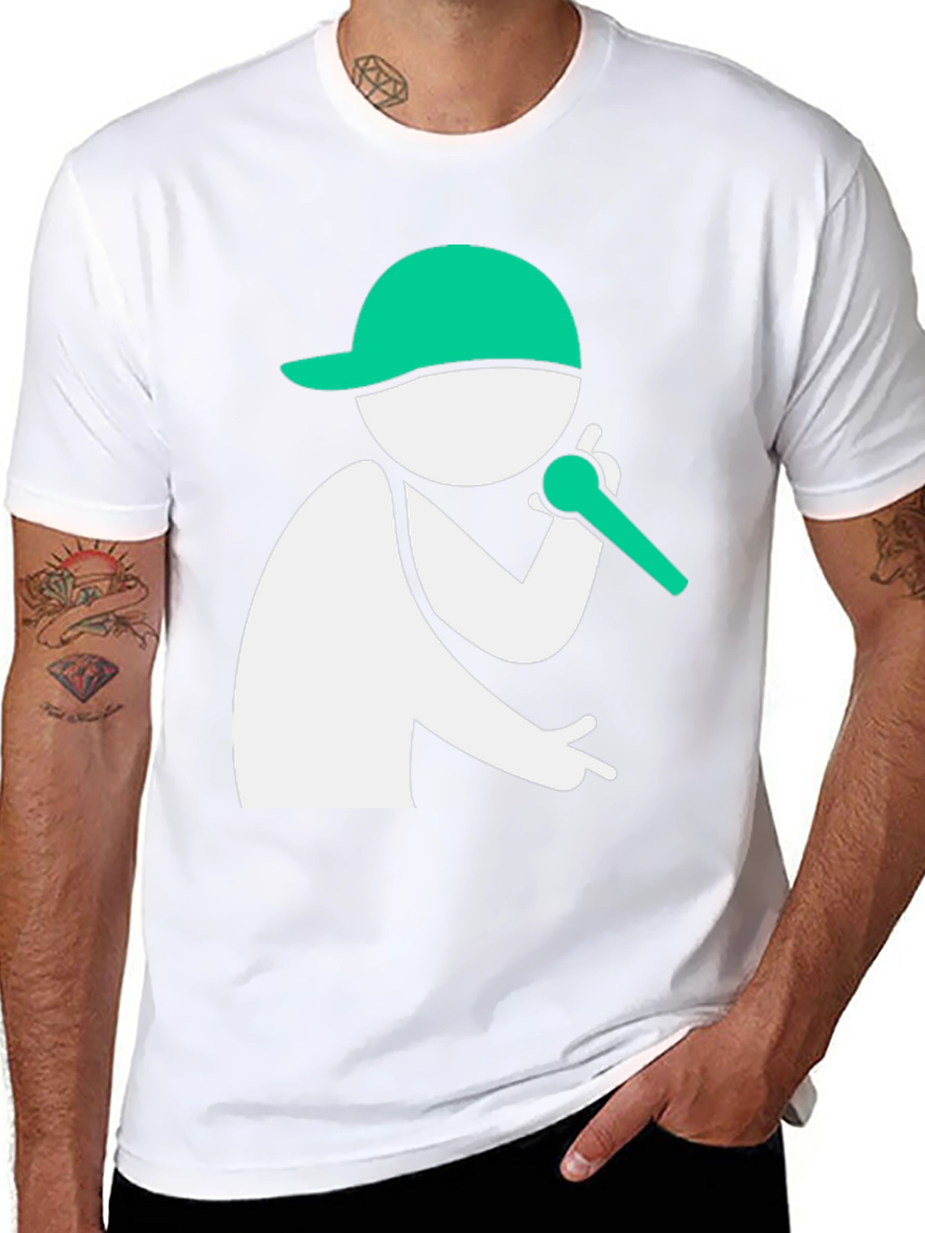 Cool Graphic Tee - Rapper Stick Figure Design