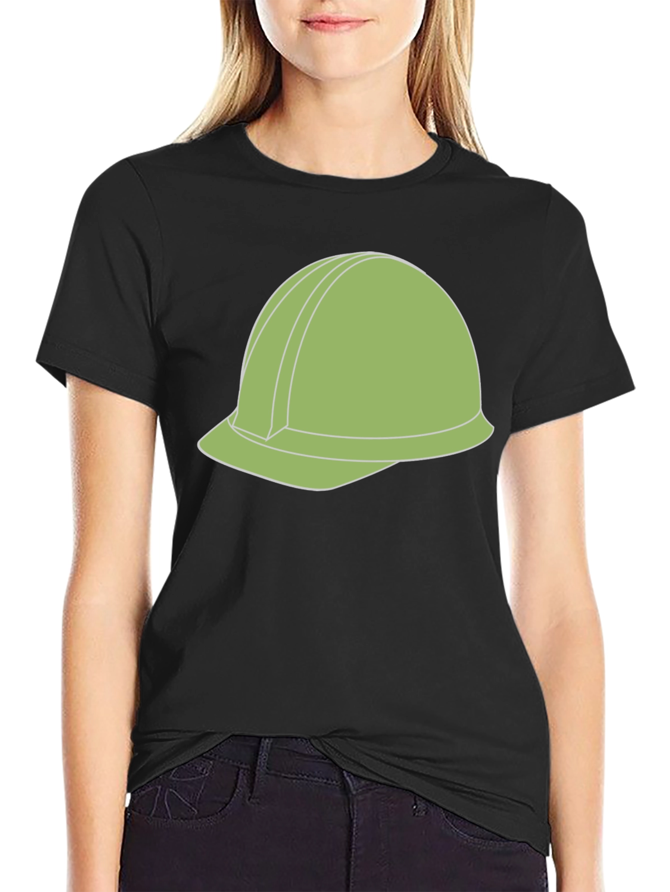 Construction Helmet Graphic Tee - Black Cotton Blend