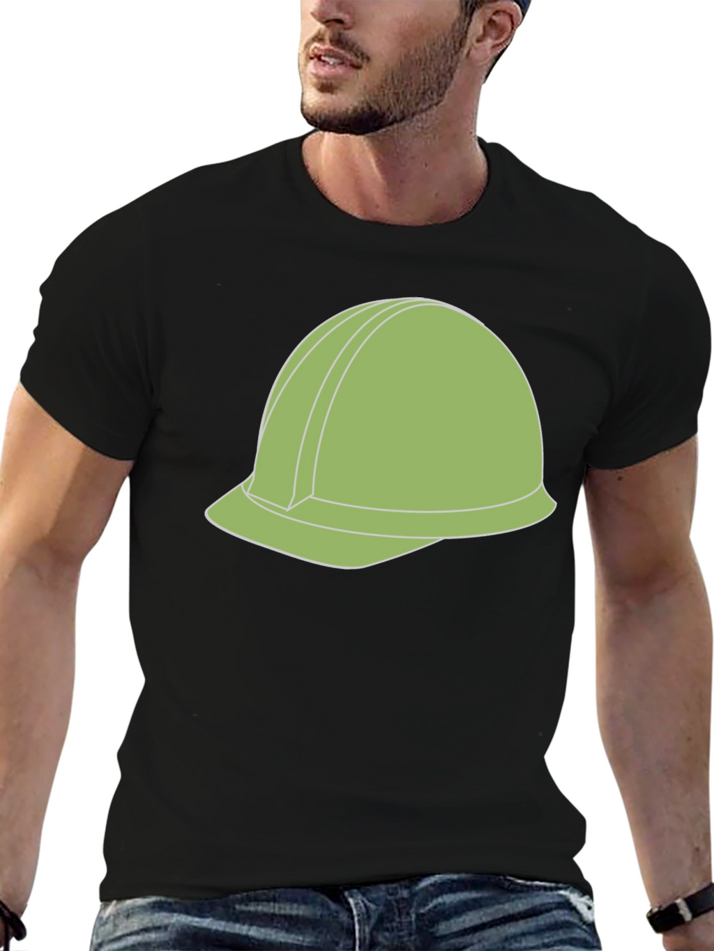Construction Helmet Graphic Tee - Black Cotton Blend