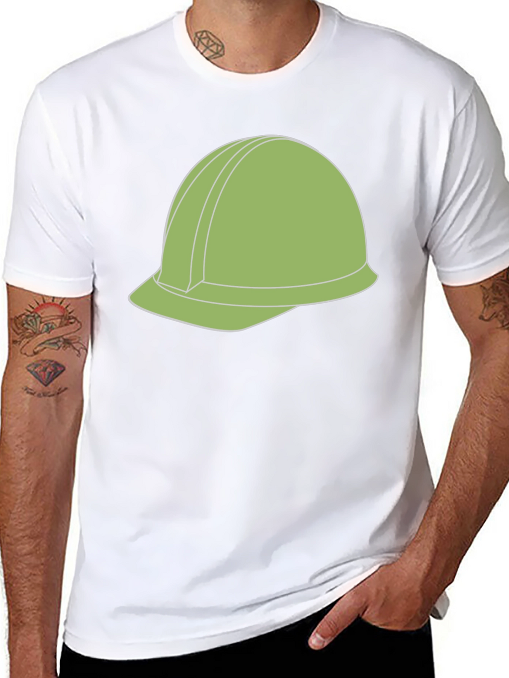 Construction Helmet Graphic Tee - Black Cotton Blend