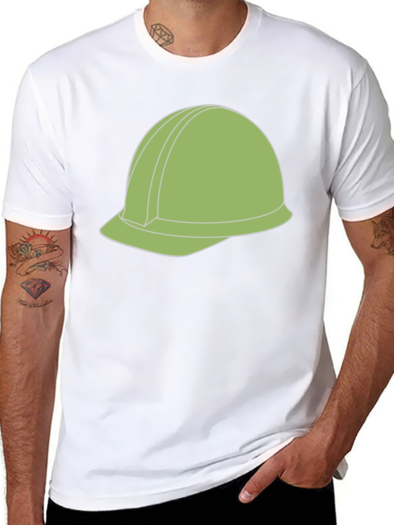 Construction Helmet Graphic Tee - Black Cotton Blend