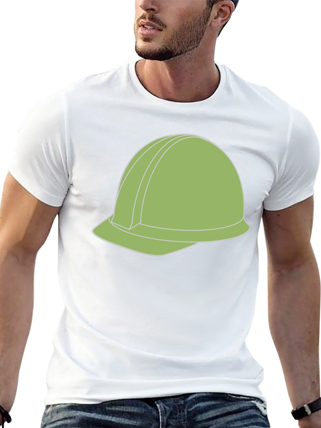 Construction Helmet Graphic Tee - Black Cotton Blend