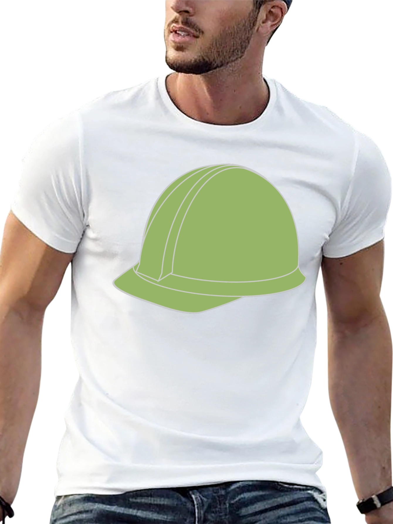 Construction Helmet Graphic Tee - Black Cotton Blend