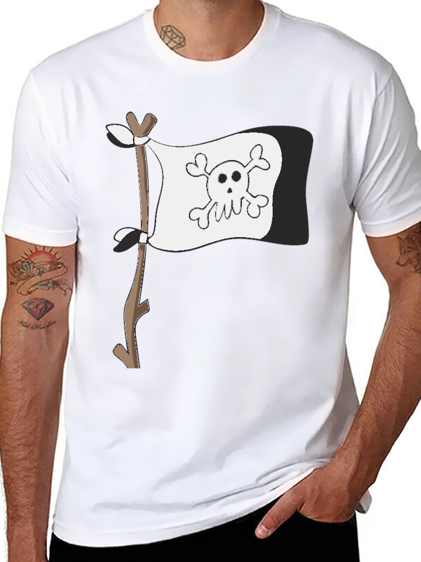 Pirate Flag Graphic T-Shirt - Mens Black Tee