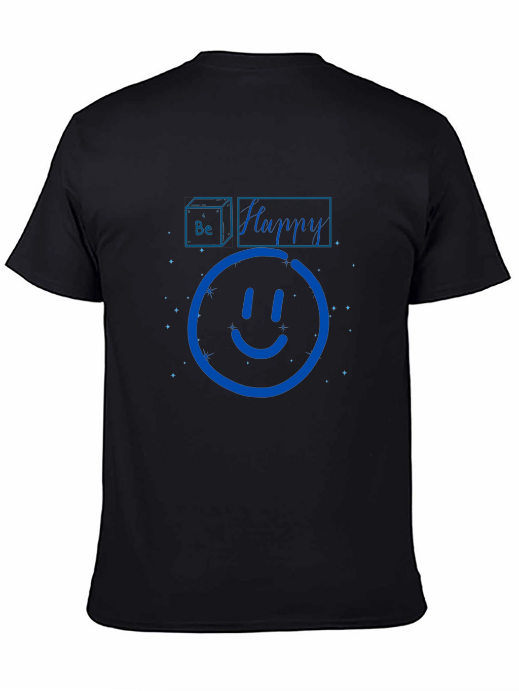 Be Happy Graphic Print Black T-Shirt