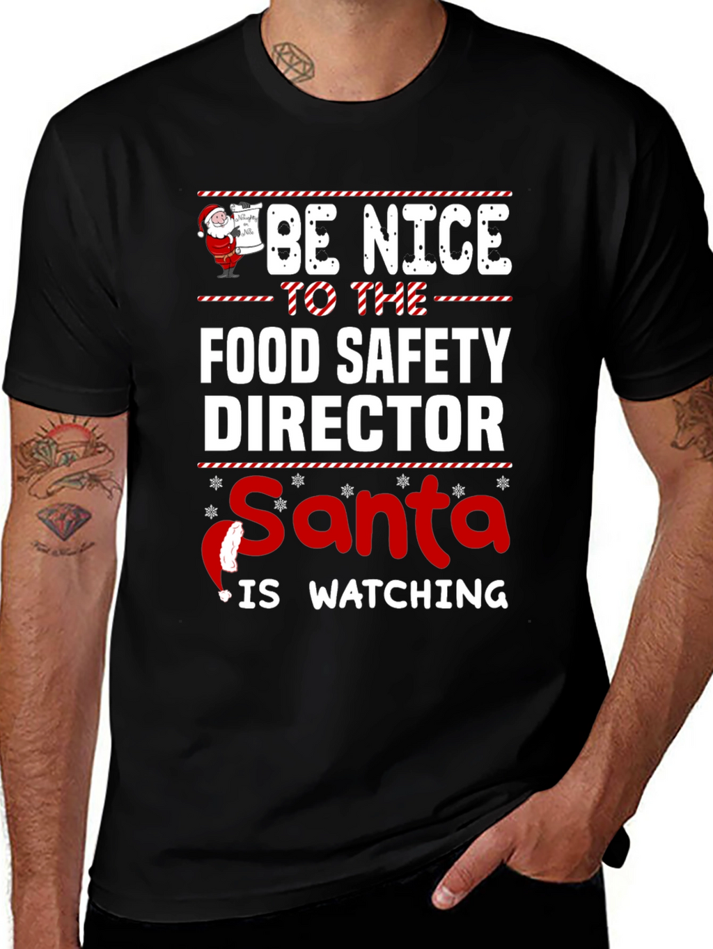 Food Safety Director Santa Watching Christmas T-Shirt