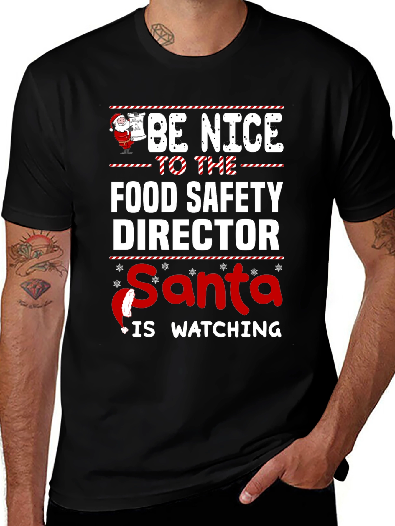 Food Safety Director Santa Watching Christmas T-Shirt