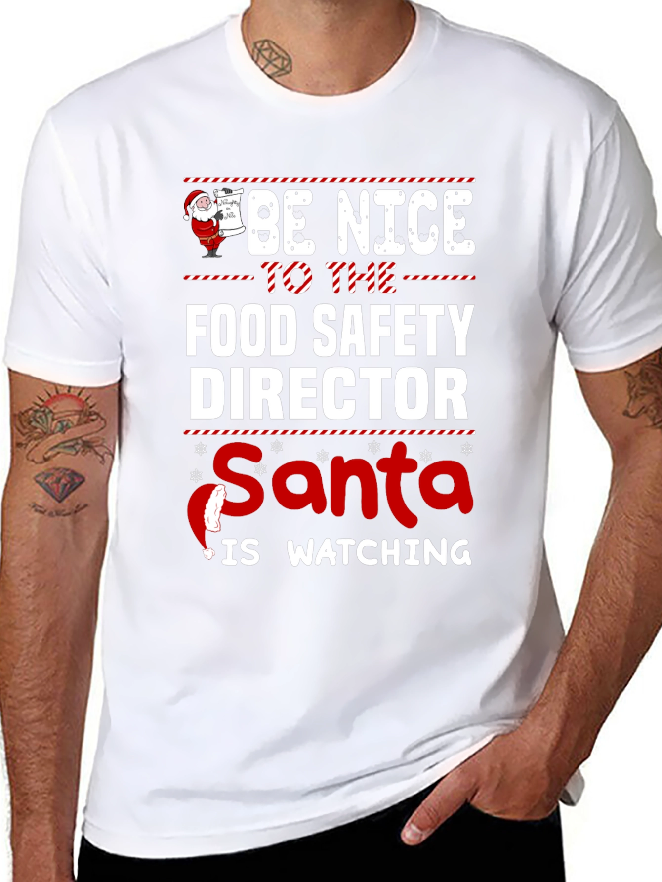 Food Safety Director Santa Watching Christmas T-Shirt