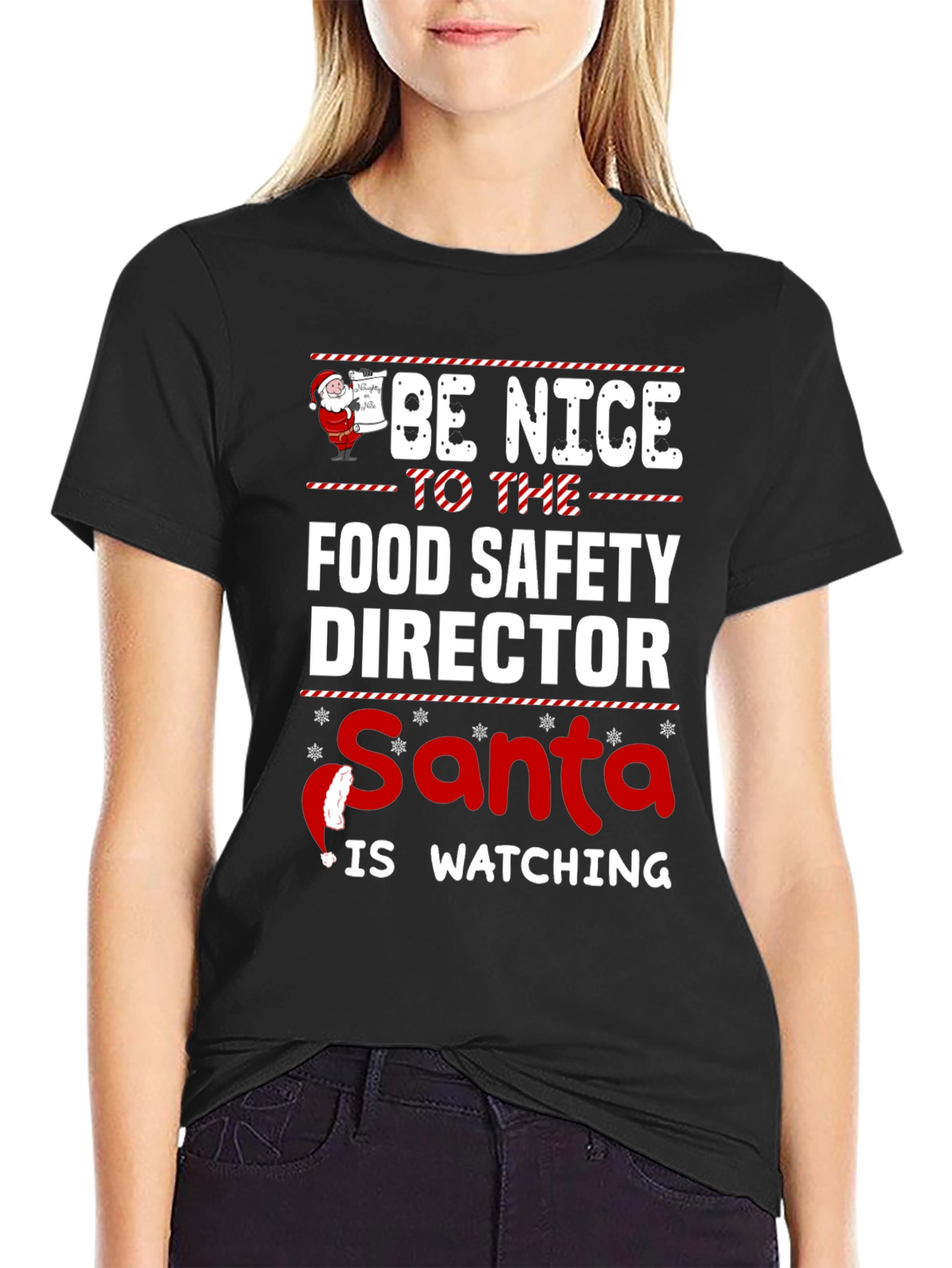 Food Safety Director Santa Watching Christmas T-Shirt