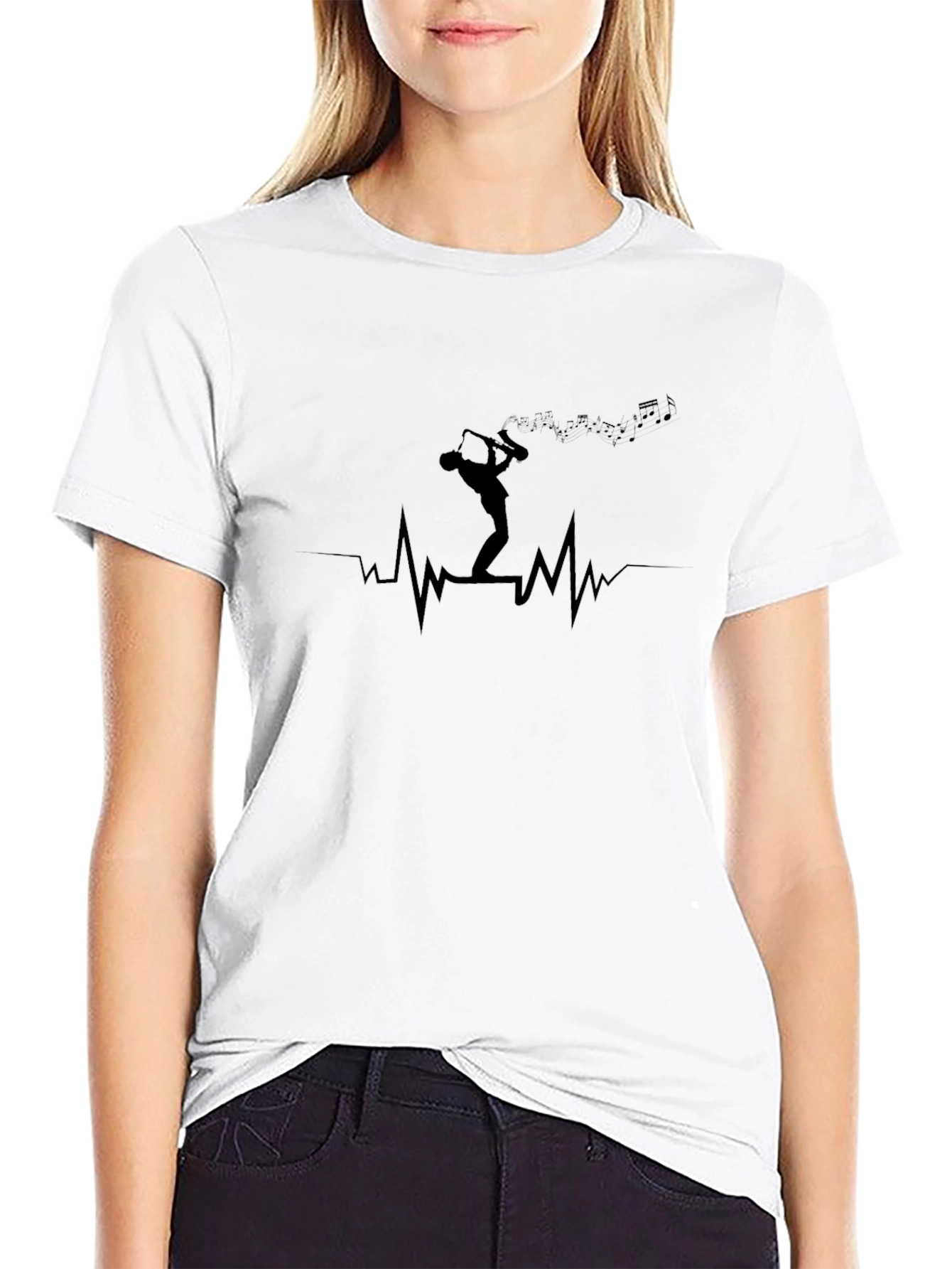 Saxophone Heartbeat T-Shirt - Musician Style