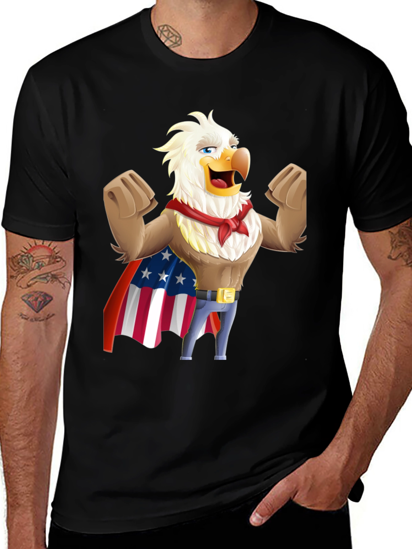 Patriotic Eagle Cartoon T-Shirt - USA Pride!
