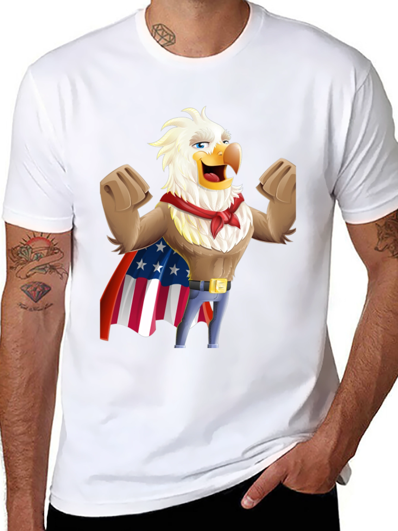 Patriotic Eagle Cartoon T-Shirt - USA Pride!