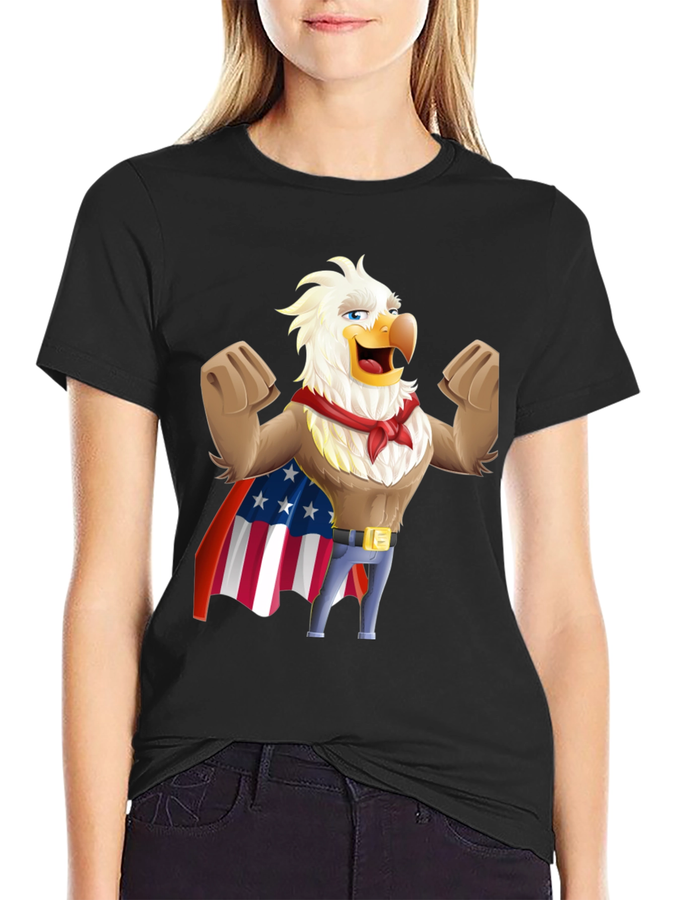 Patriotic Eagle Cartoon T-Shirt - USA Pride!