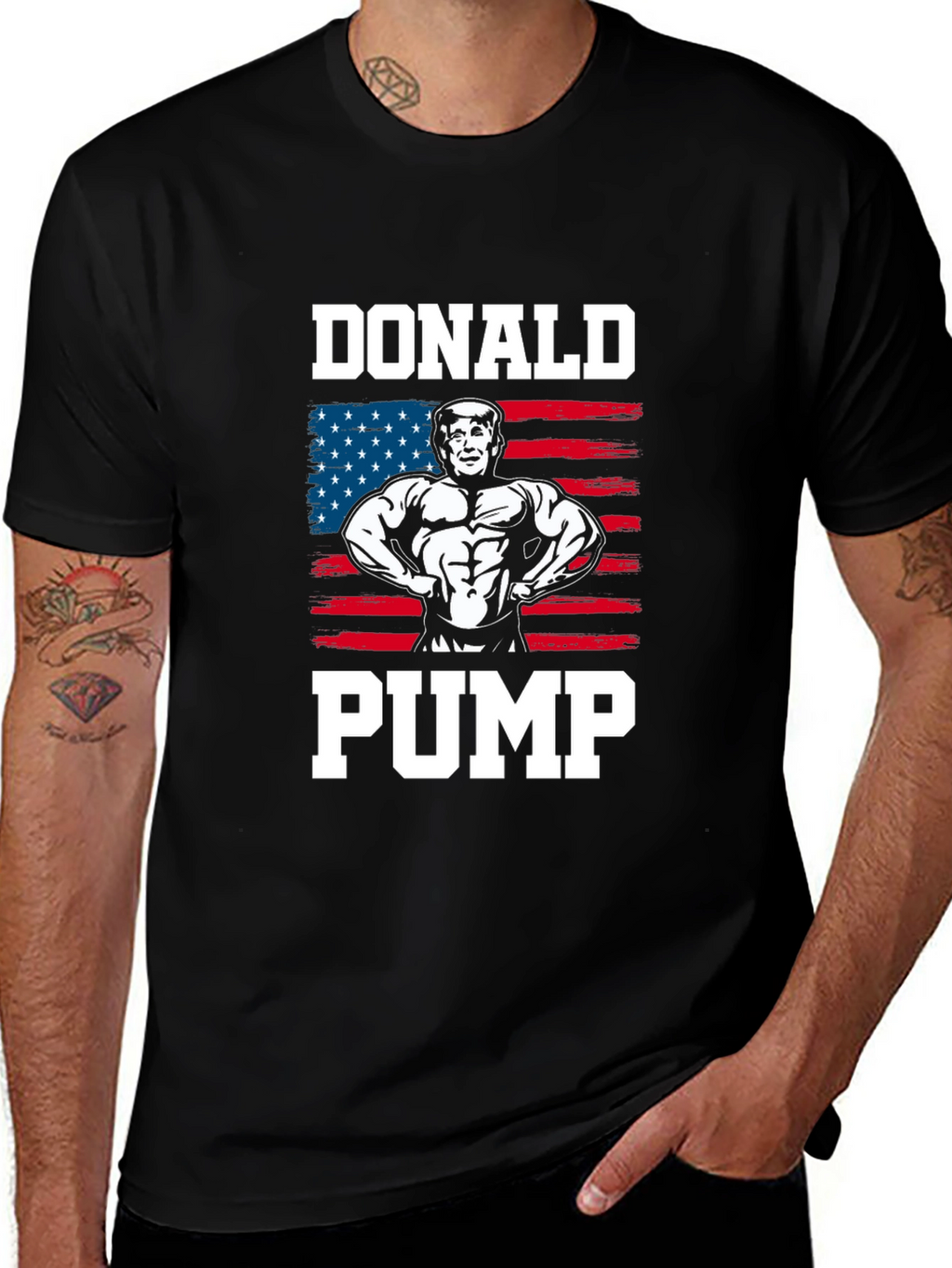 Donald Pump T-Shirt - USA Flag Graphic Tee