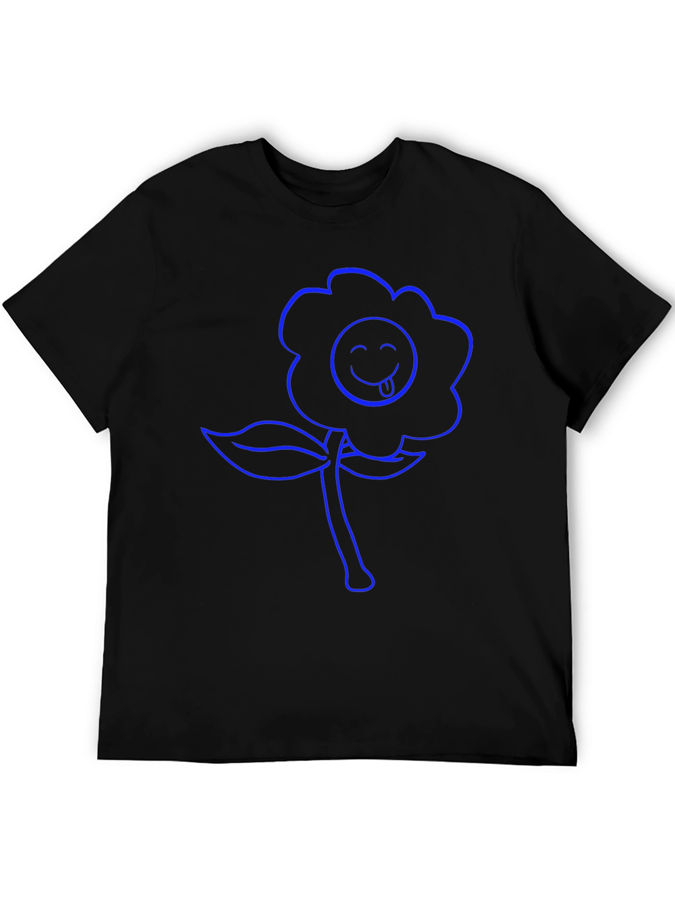 Blue Flower Emoji Graphic T-Shirt