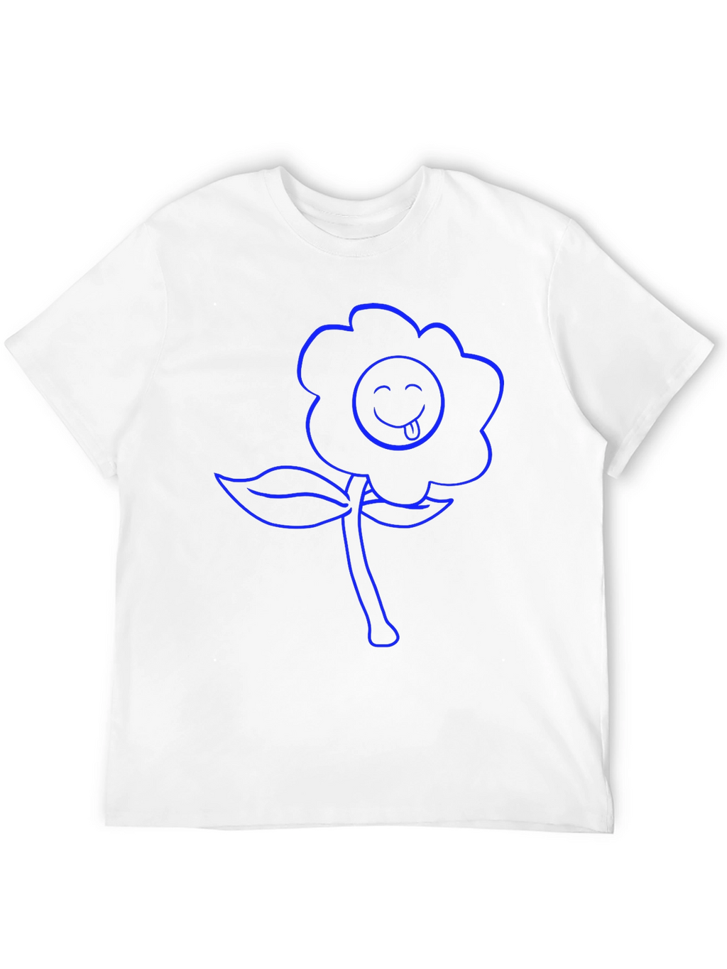 Blue Flower Emoji Graphic T-Shirt