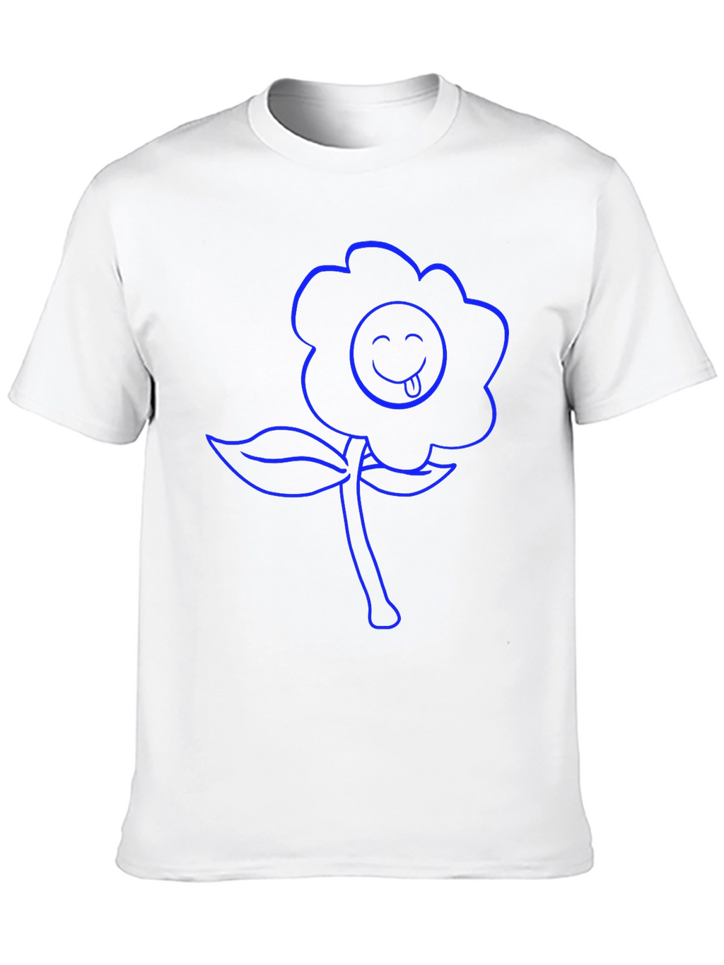 Blue Flower Emoji Graphic T-Shirt