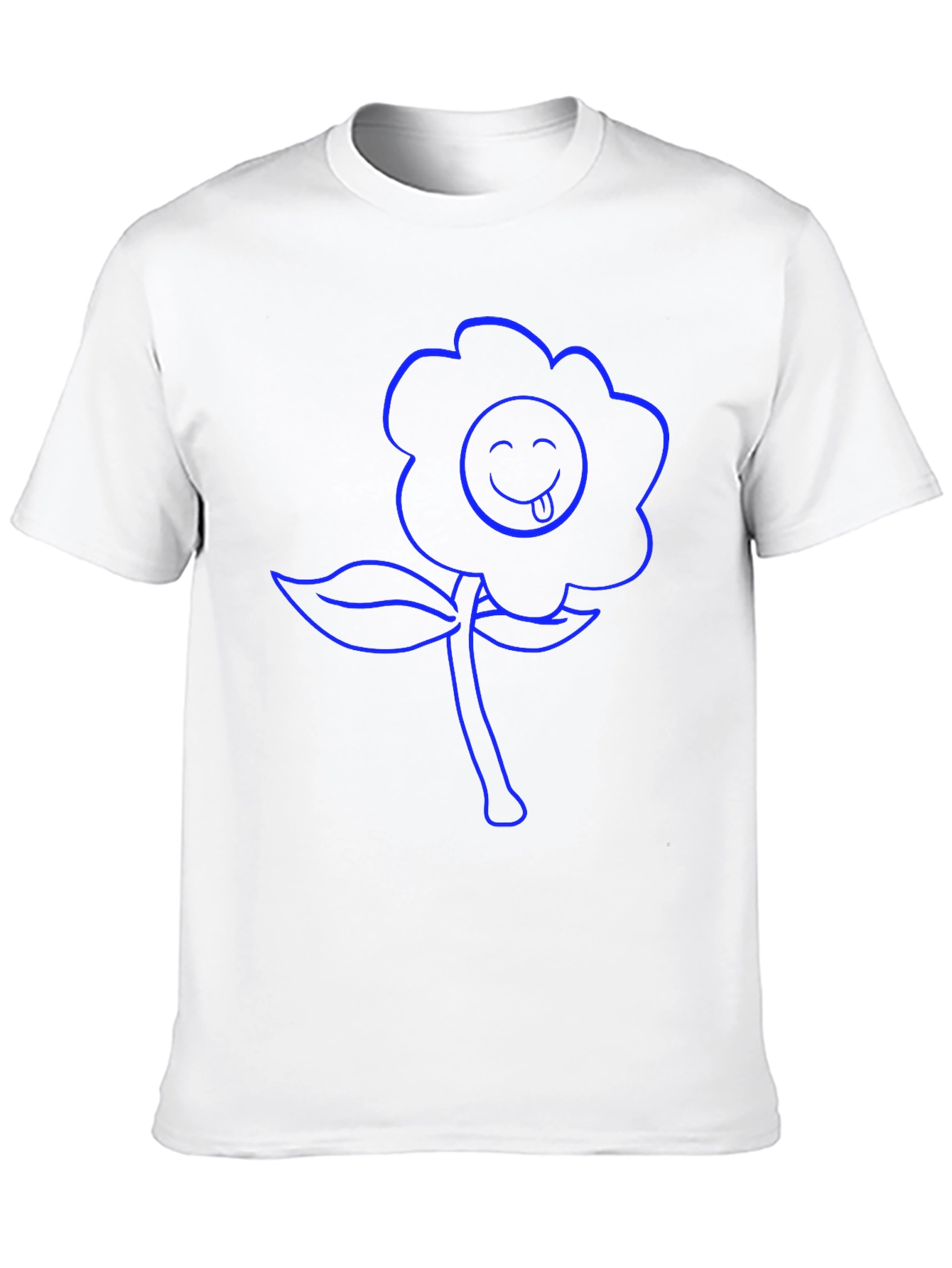 Blue Flower Emoji Graphic T-Shirt