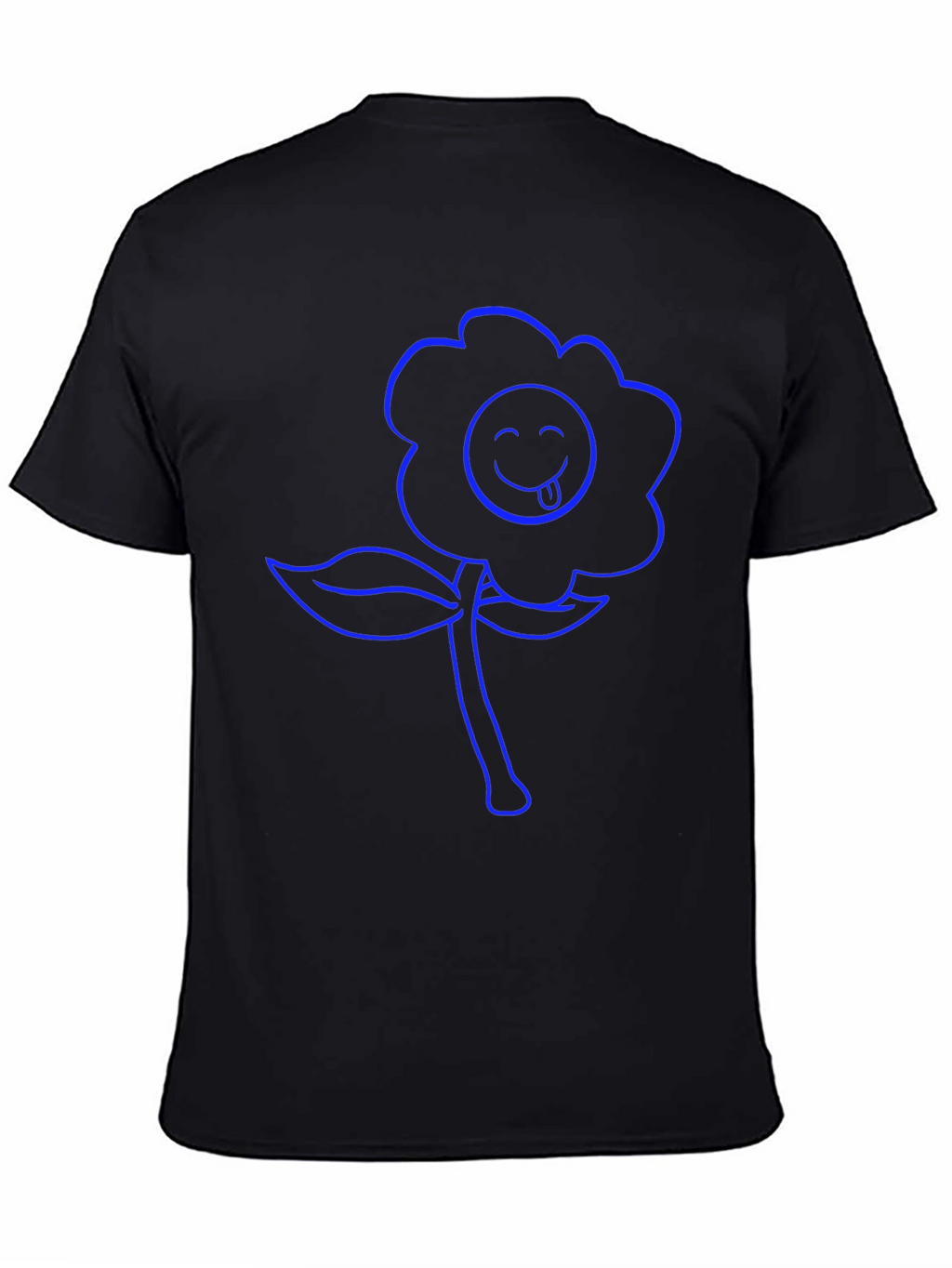 Blue Flower Emoji Graphic T-Shirt