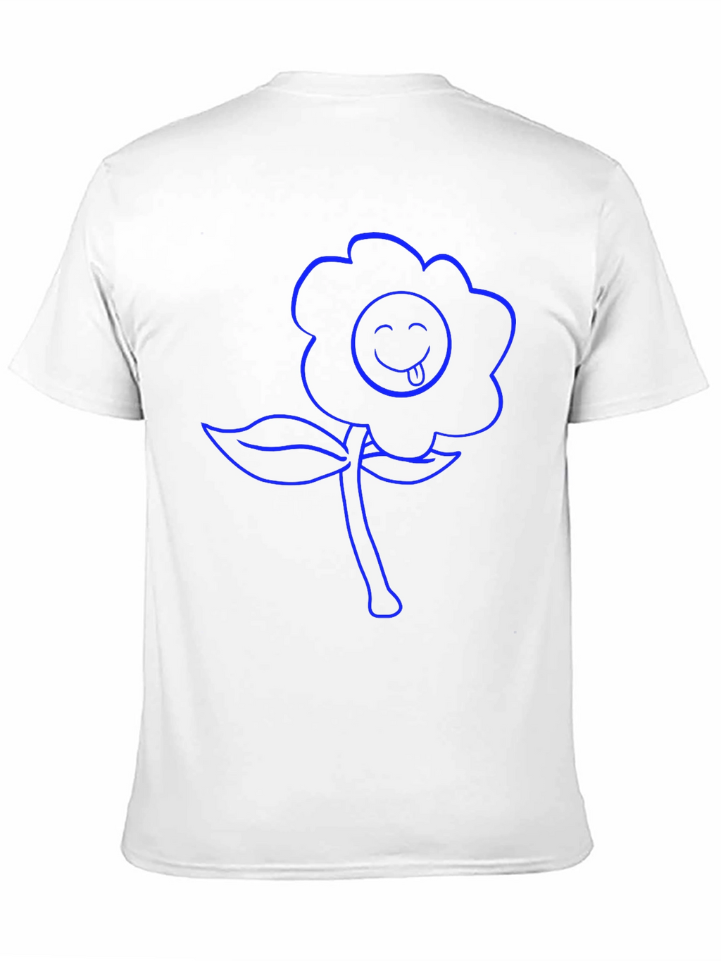 Blue Flower Emoji Graphic T-Shirt