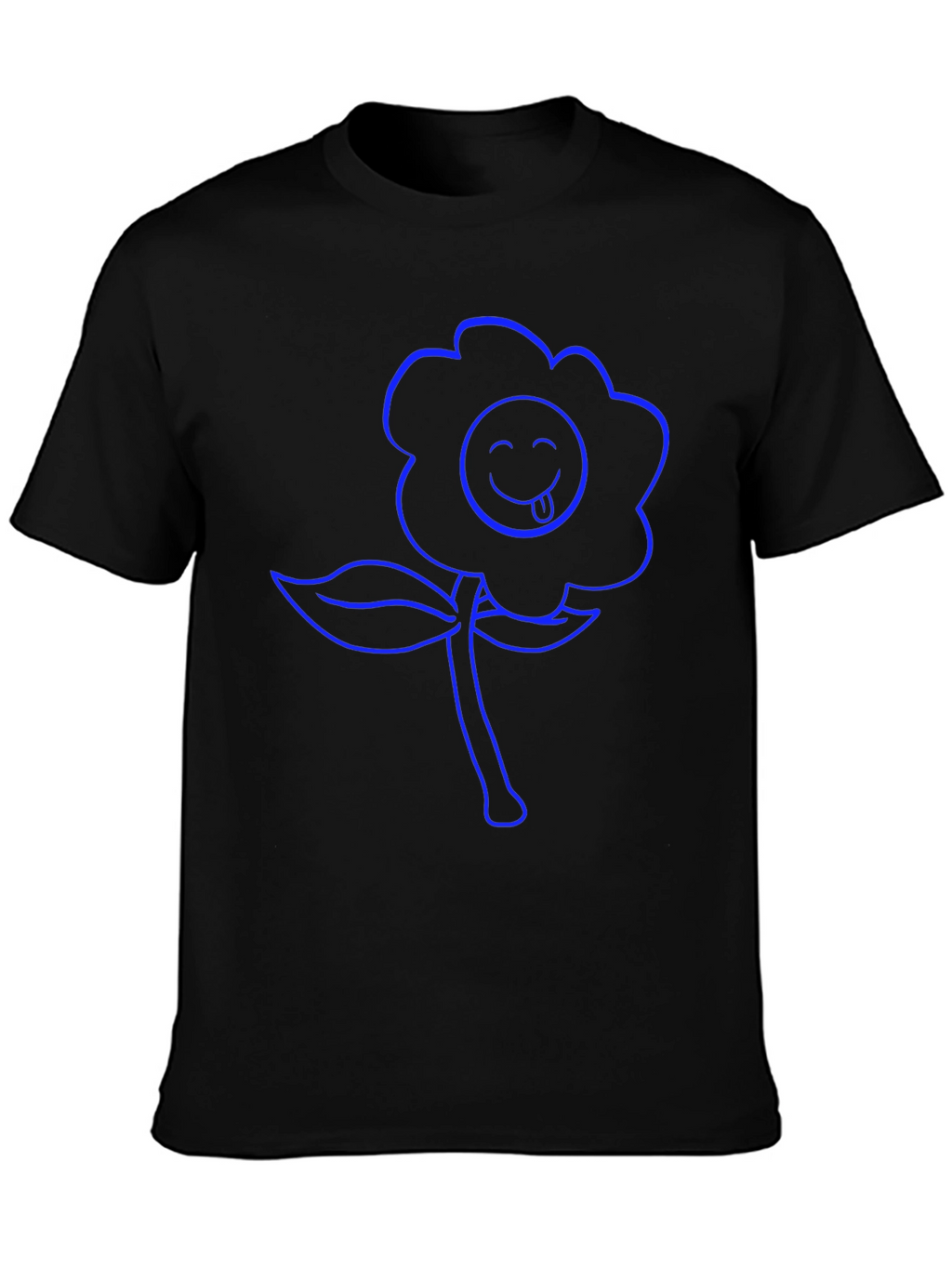Blue Flower Emoji Graphic T-Shirt