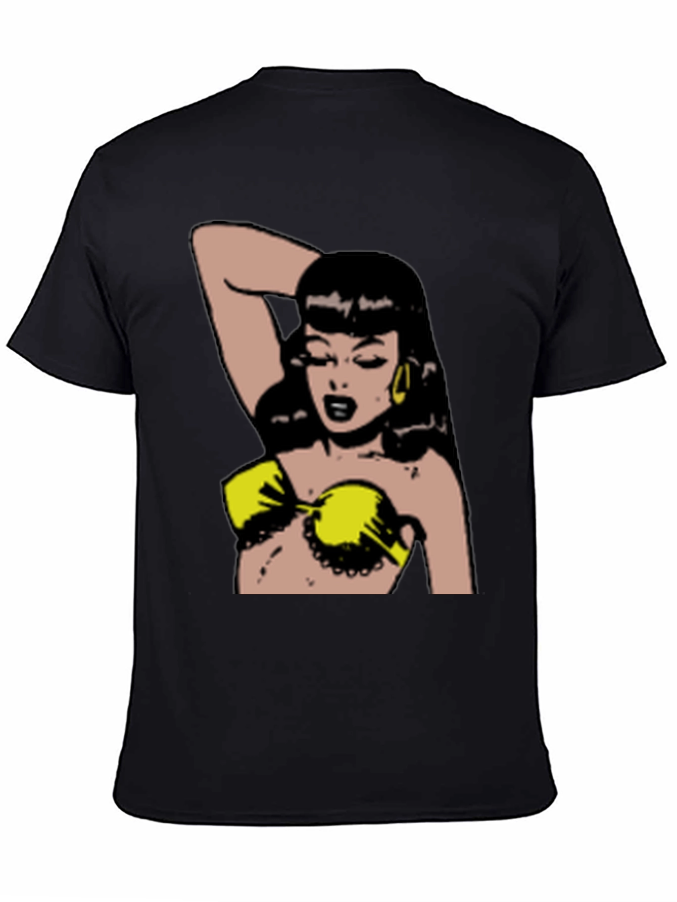 Retro Cartoon Woman Black T-Shirt