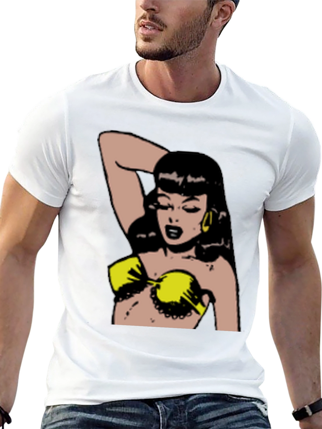 Retro Cartoon Woman Black T-Shirt