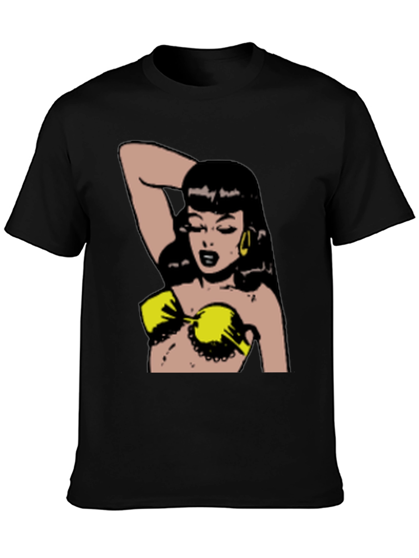 Retro Cartoon Woman Black T-Shirt